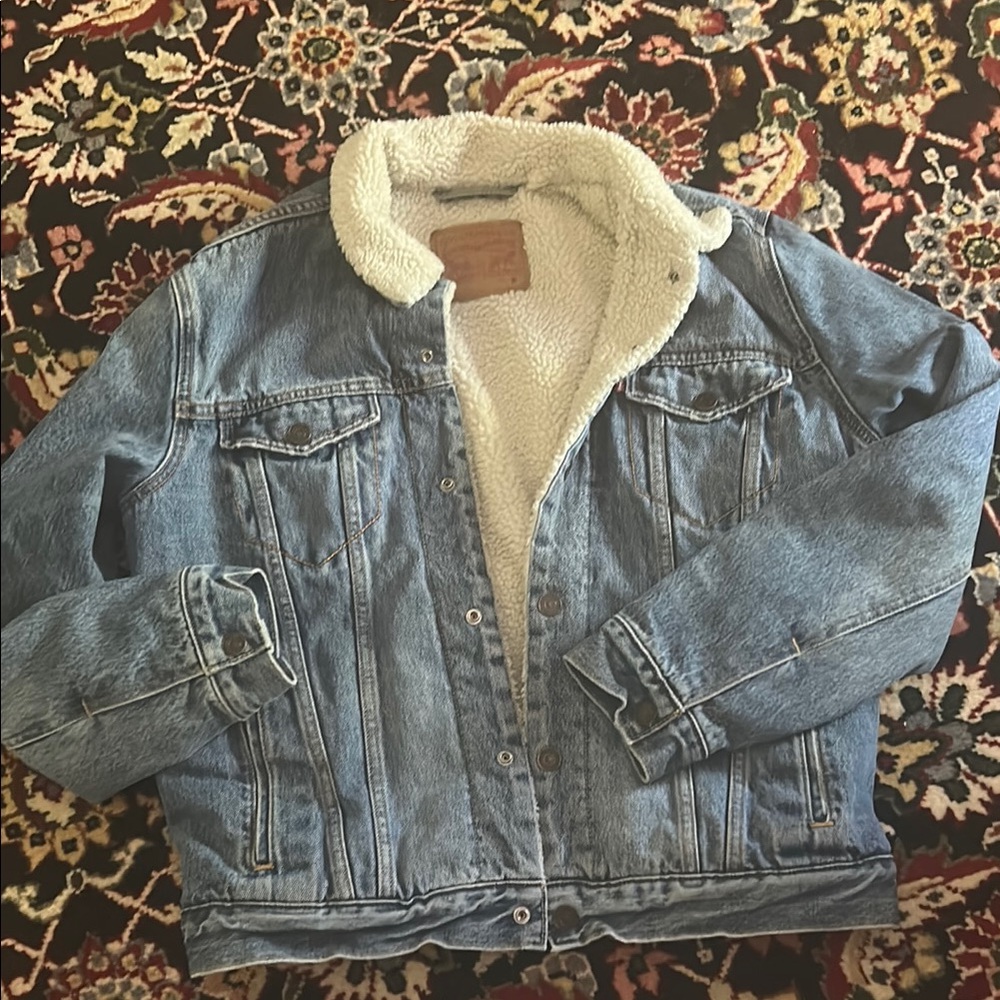 Levi's Blue Jean Jacket with White Sherpa Lining
